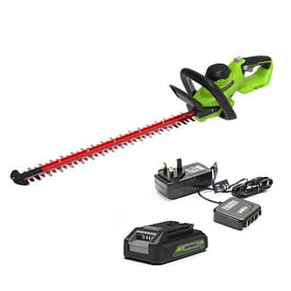 Greenworks 24V 56cm 18mm Cordless Hedge Trimmer (2AH Battery & 0.5A Charger)