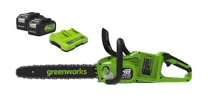 Greenworks 48V 36cm Cordless Brushless Chainsaw (2 x 4AH Battery & 2A Twin Charger)