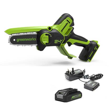 Greenworks 24V 10cm Cordless Pruner (1 x 2AH Battery and 2A Charger)